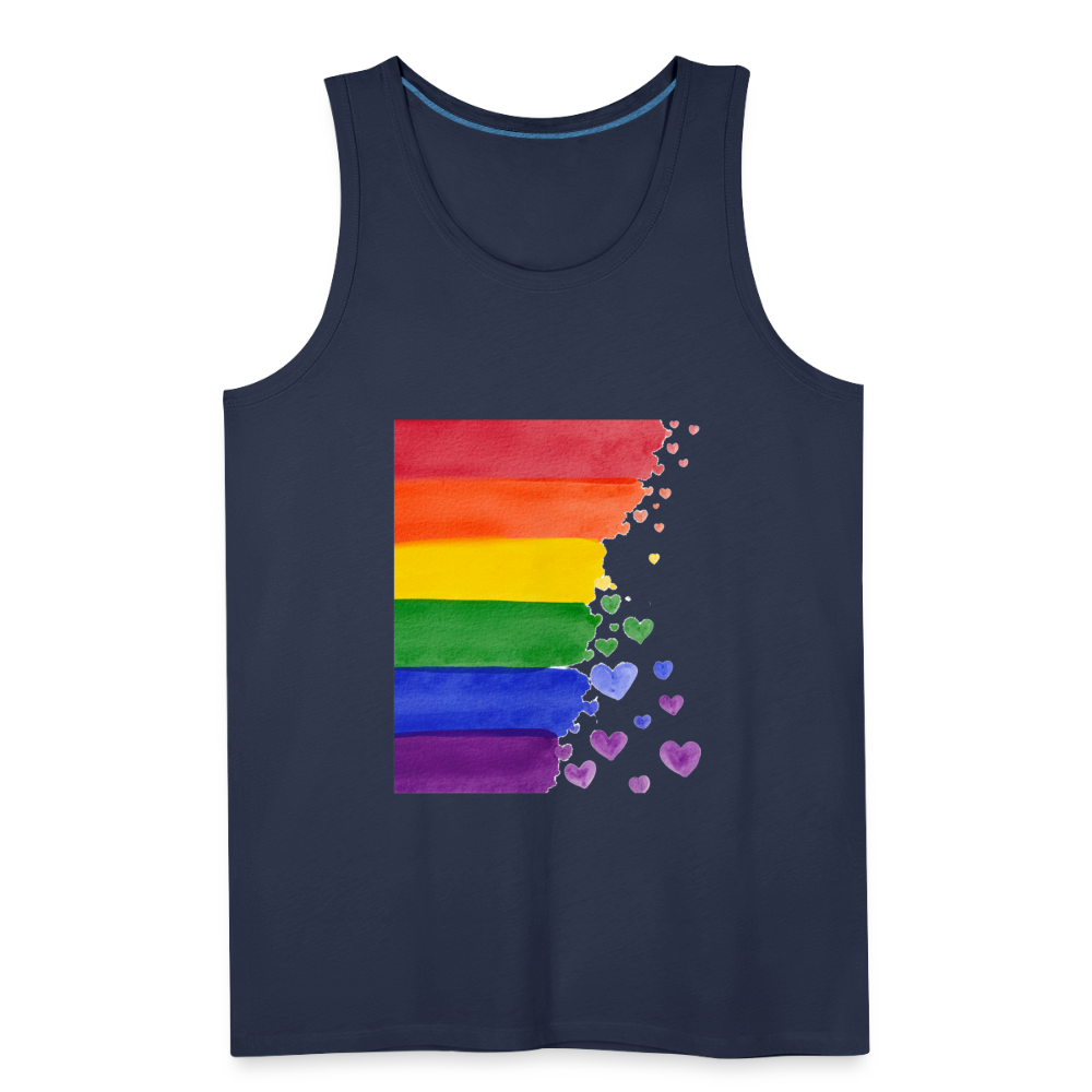 Männer Premium Tank Top - LGBT Streifen - Navy