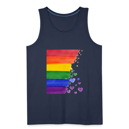 Männer Premium Tank Top - LGBT Streifen - Navy