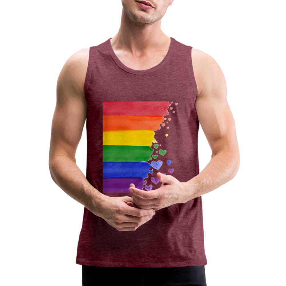 Männer Premium Tank Top - LGBT Streifen - Bordeauxrot meliert