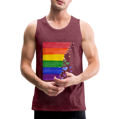 Männer Premium Tank Top - LGBT Streifen - Bordeauxrot meliert