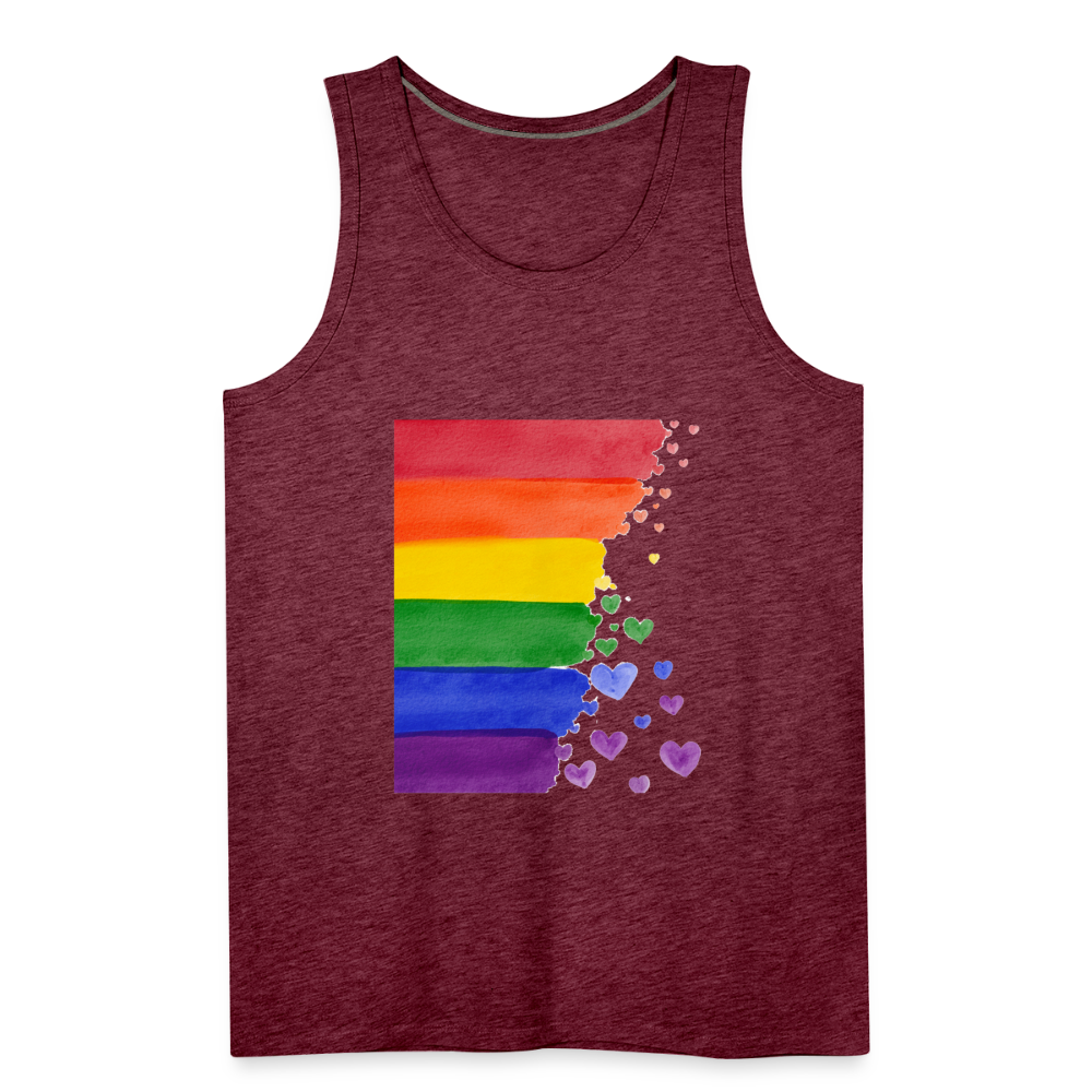 Männer Premium Tank Top - LGBT Streifen - Bordeauxrot meliert