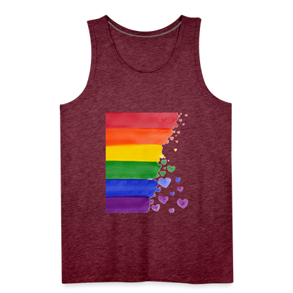 Männer Premium Tank Top - LGBT Streifen - Bordeauxrot meliert