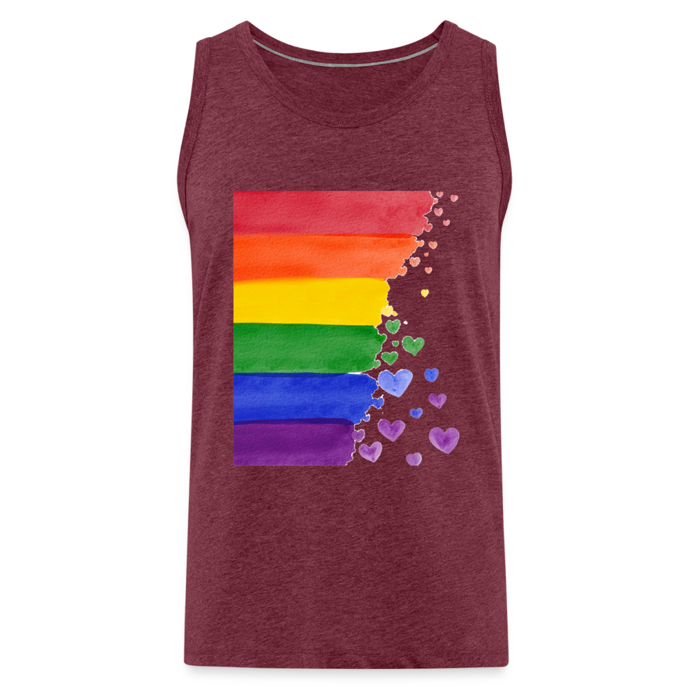 Männer Premium Tank Top - LGBT Streifen - Bordeauxrot meliert