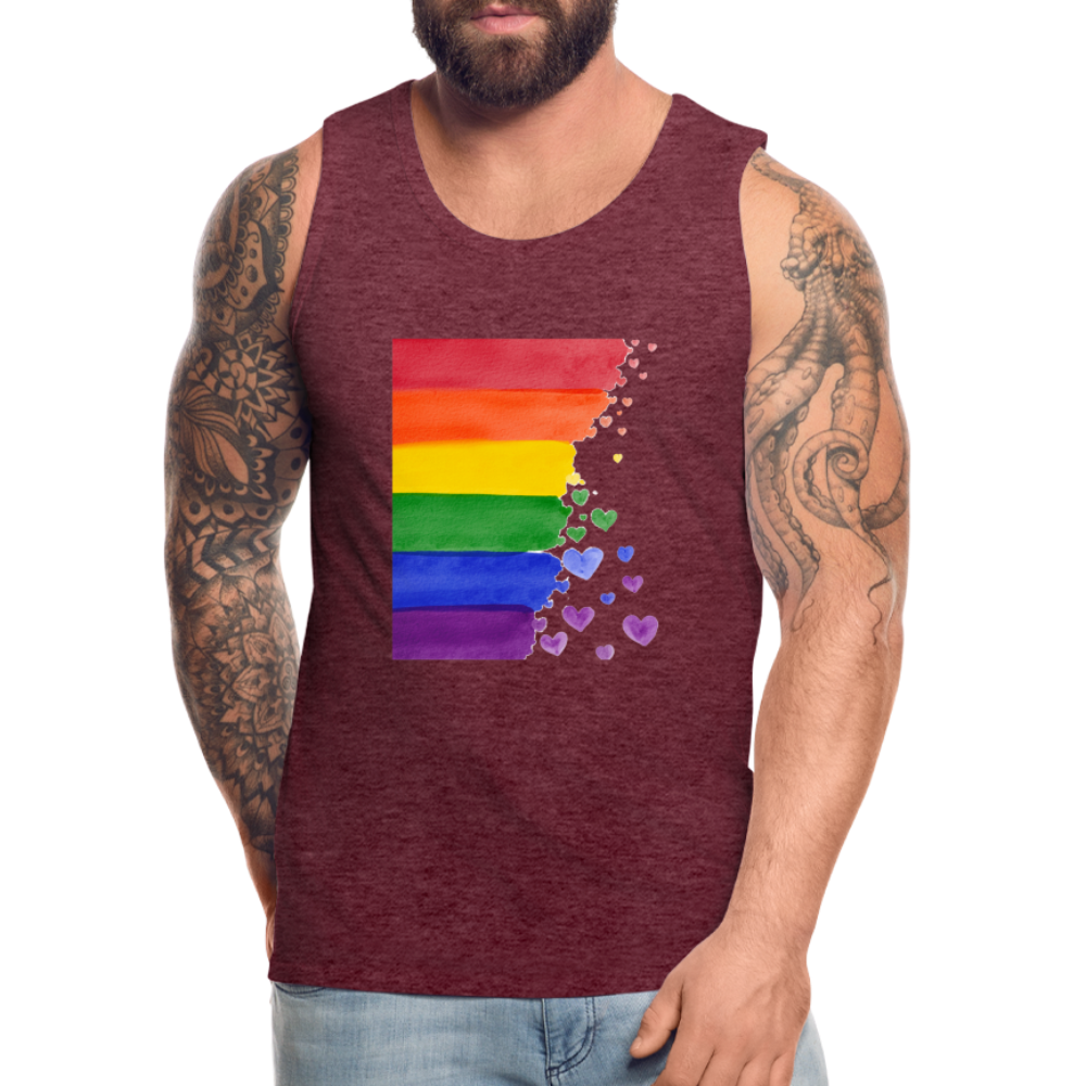 Männer Premium Tank Top - LGBT Streifen - Bordeauxrot meliert