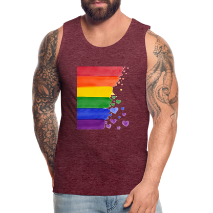 Männer Premium Tank Top - LGBT Streifen - Bordeauxrot meliert