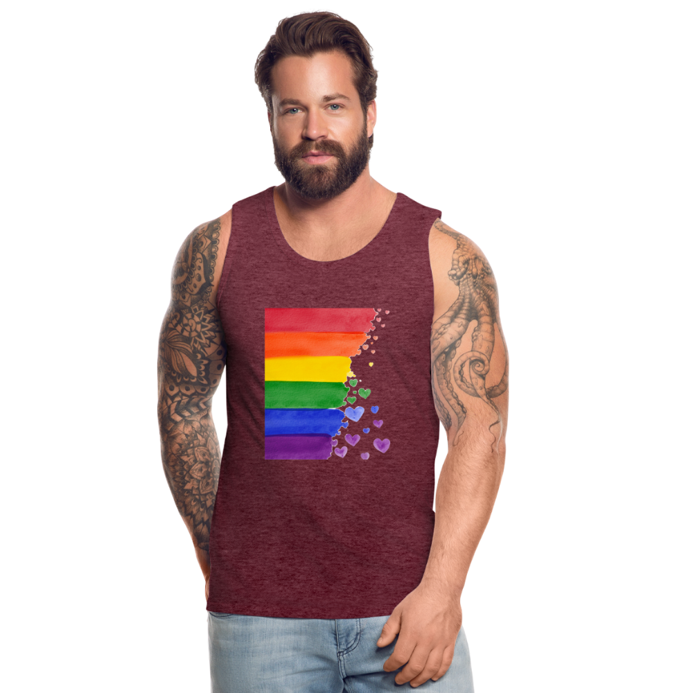 Männer Premium Tank Top - LGBT Streifen - Bordeauxrot meliert