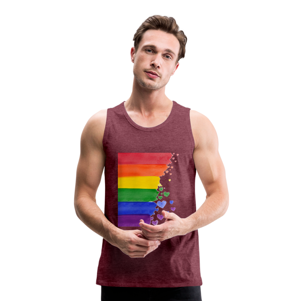 Männer Premium Tank Top - LGBT Streifen - Bordeauxrot meliert