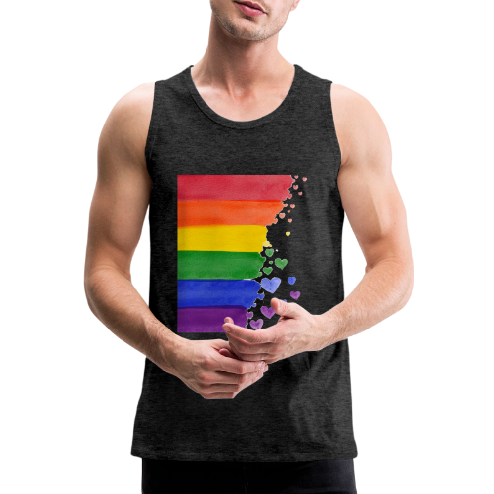 Männer Premium Tank Top - LGBT Streifen - Anthrazit