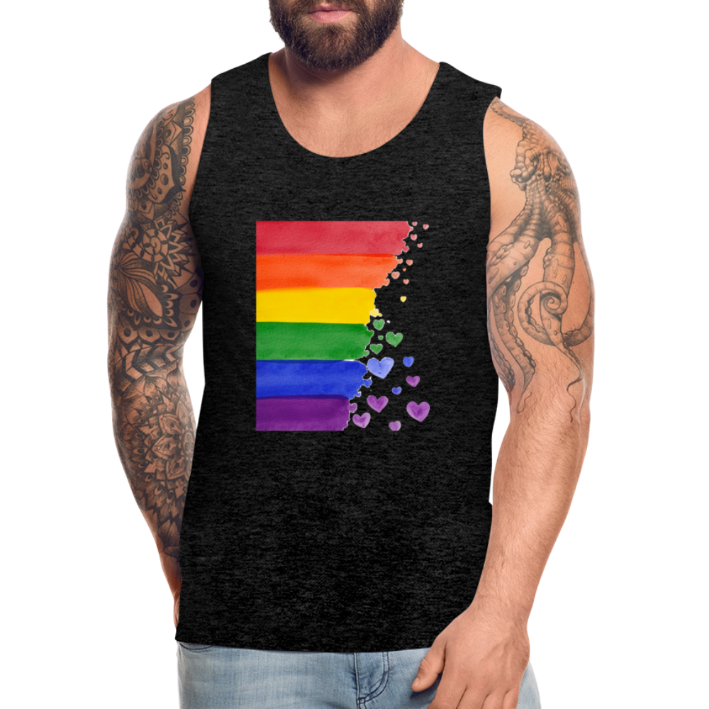 Männer Premium Tank Top - LGBT Streifen - Anthrazit