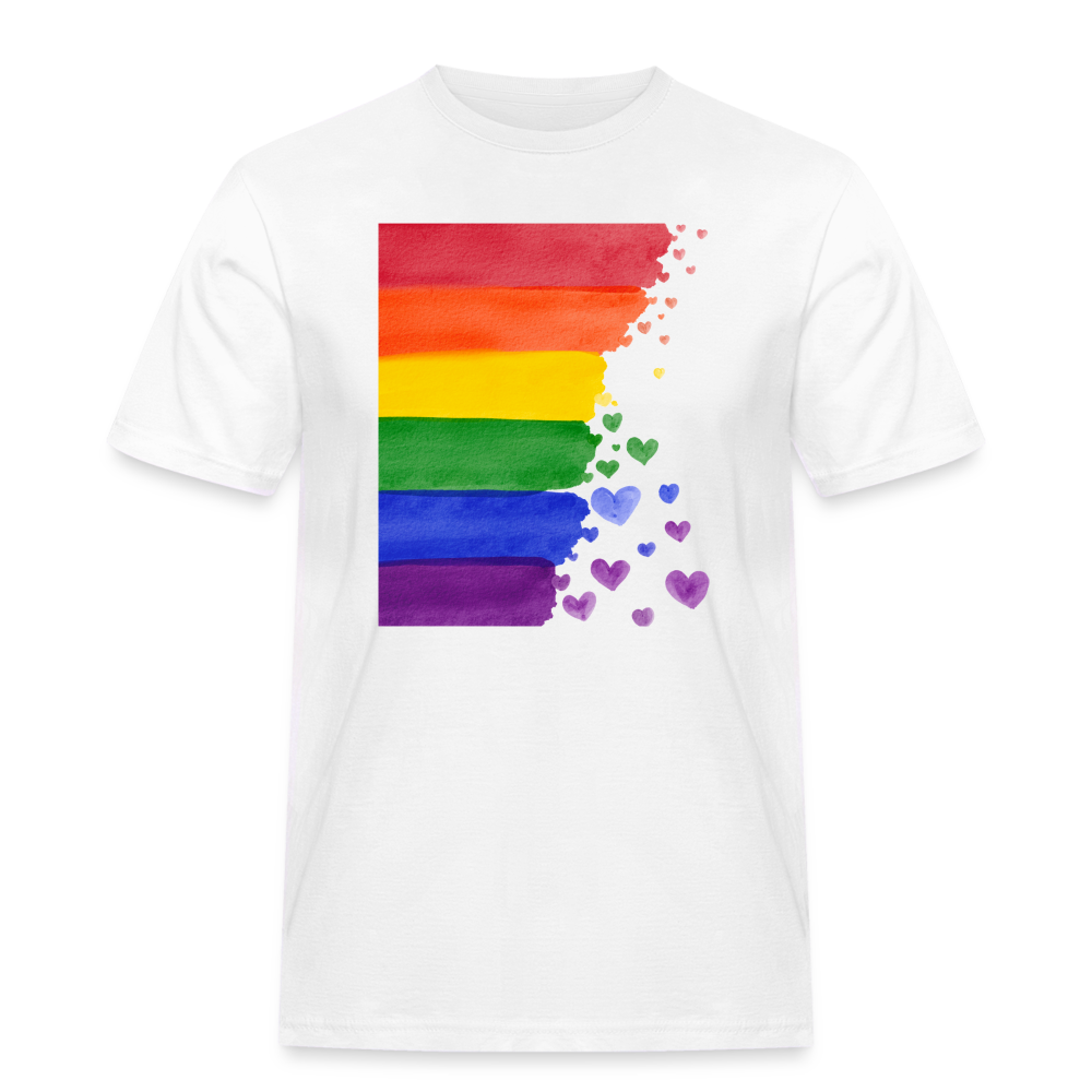 Männer Workwear T-Shirt - LGBT Streifen - weiß