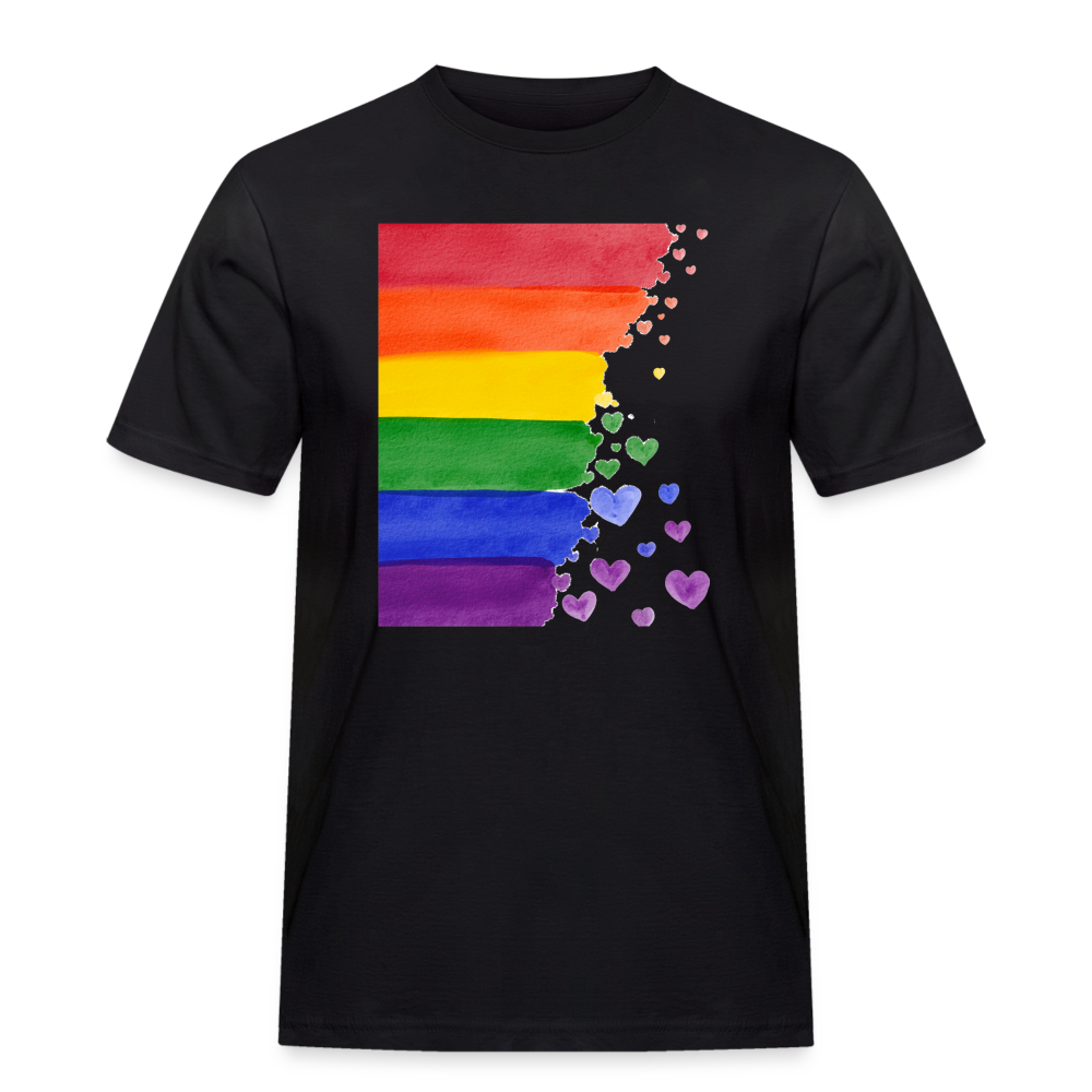 Männer Workwear T-Shirt - LGBT Streifen - Schwarz