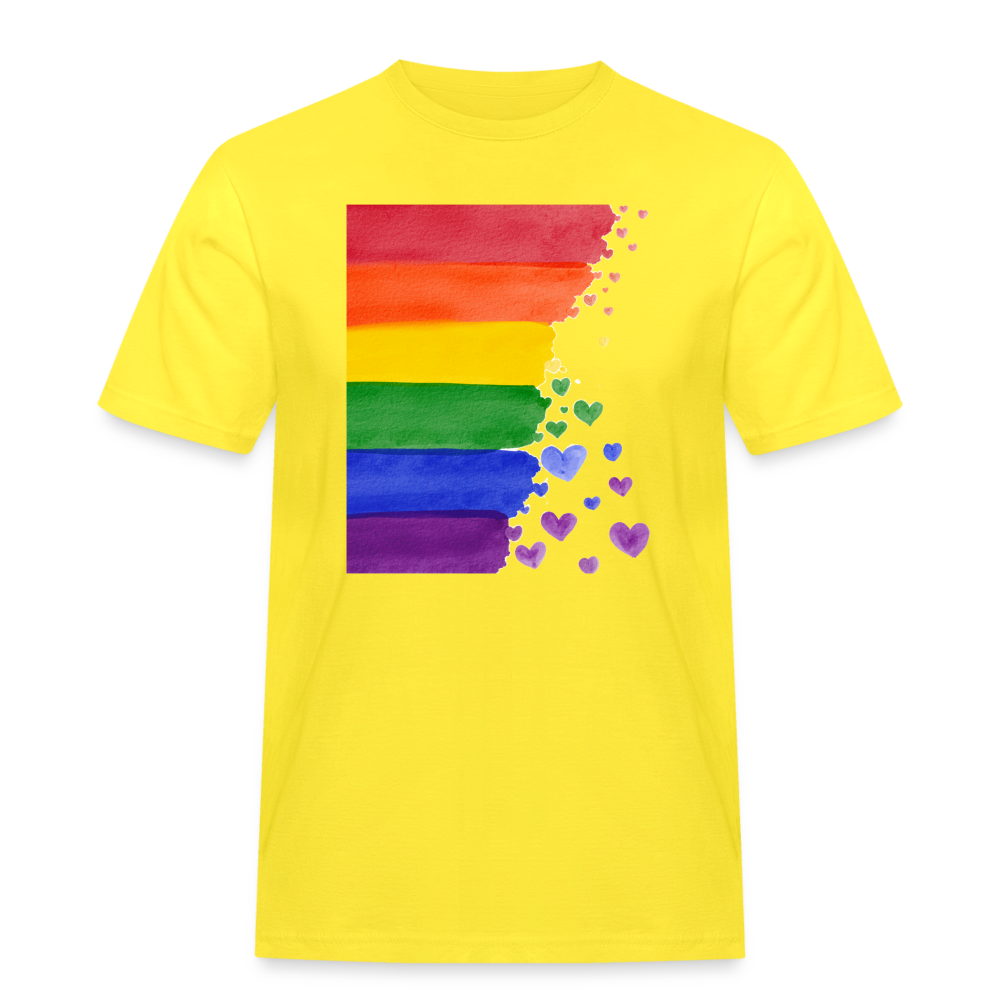 Männer Workwear T-Shirt - LGBT Streifen - Gelb