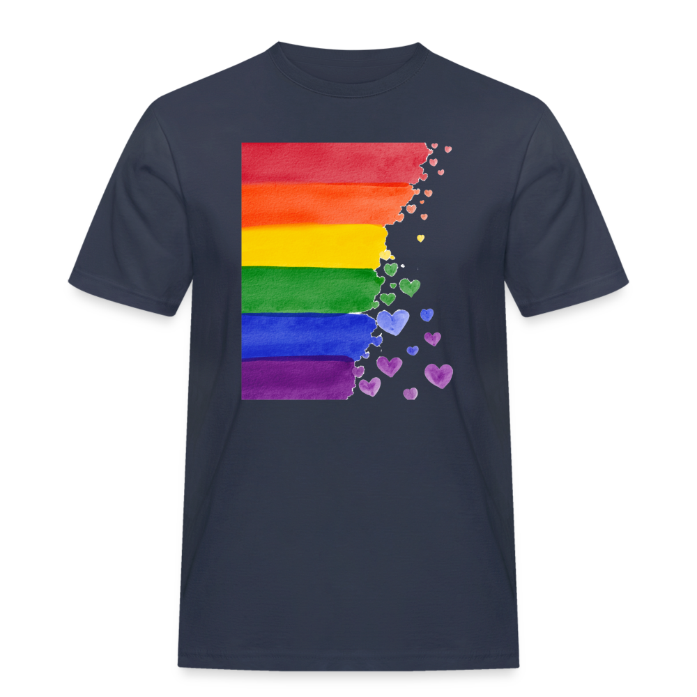 Männer Workwear T-Shirt - LGBT Streifen - Navy