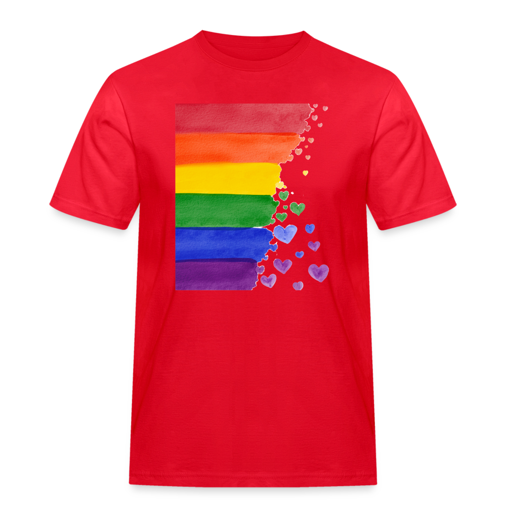 Männer Workwear T-Shirt - LGBT Streifen - Rot