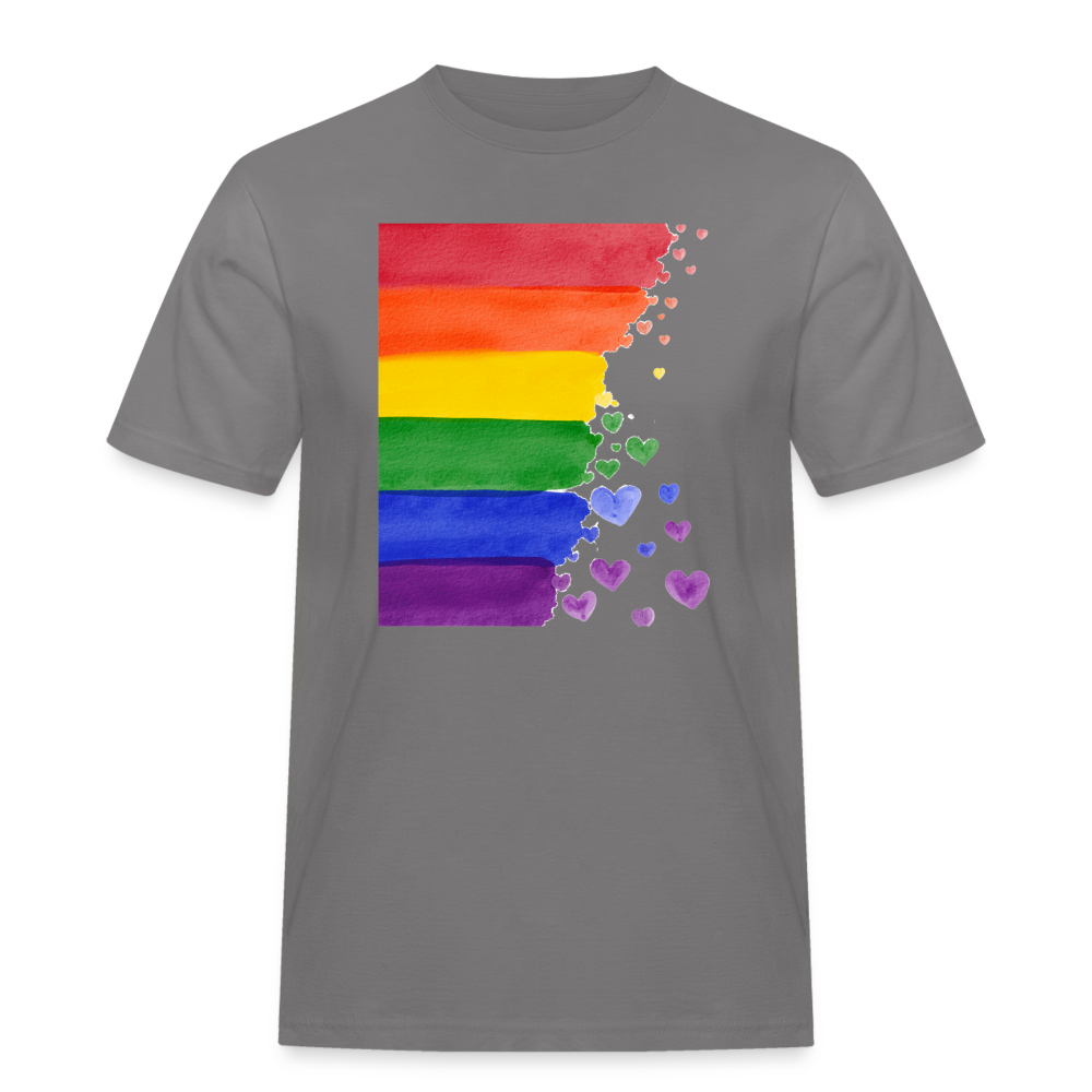 Männer Workwear T-Shirt - LGBT Streifen - Grau