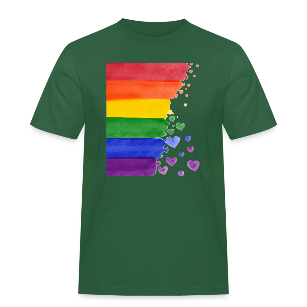 Männer Workwear T-Shirt - LGBT Streifen - Flaschengrün