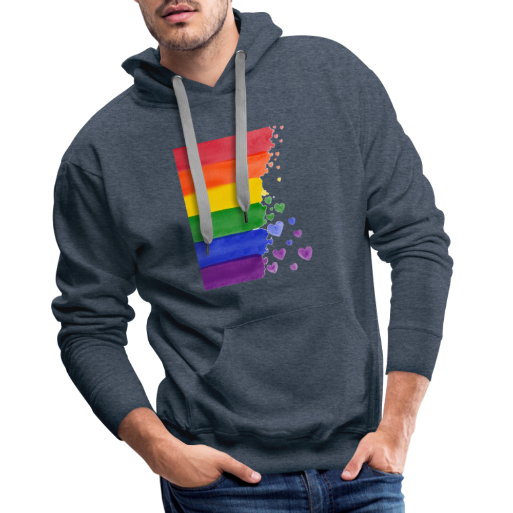 Men’s Premium Hoodie - LGBT Streifen - Jeansblau