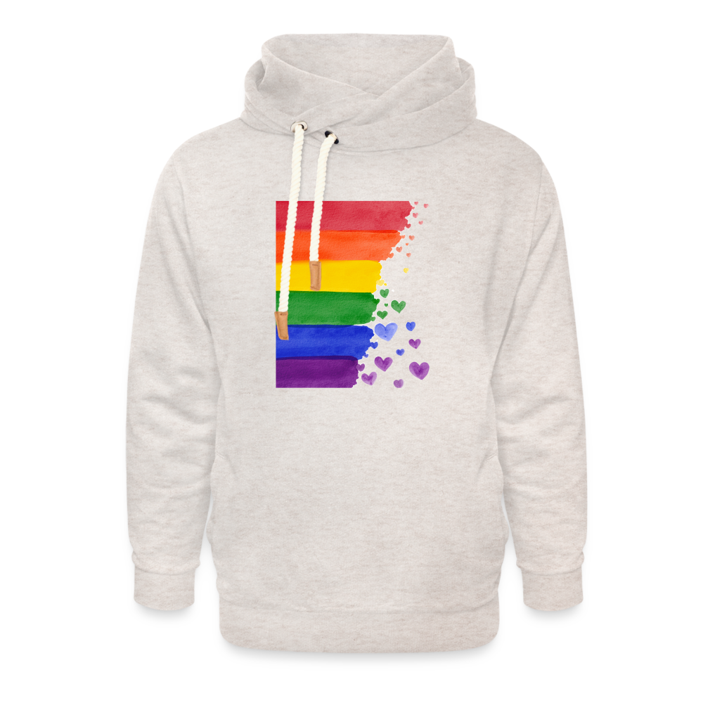 Unisex Schalkragen Hoodie - LGBT Streifen - Beige meliert