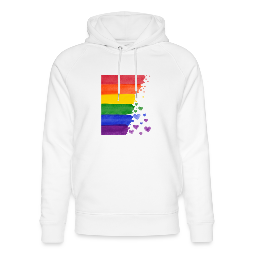 Unisex Bio-Hoodie von Stanley & Stella - LGBT Streifen - weiß