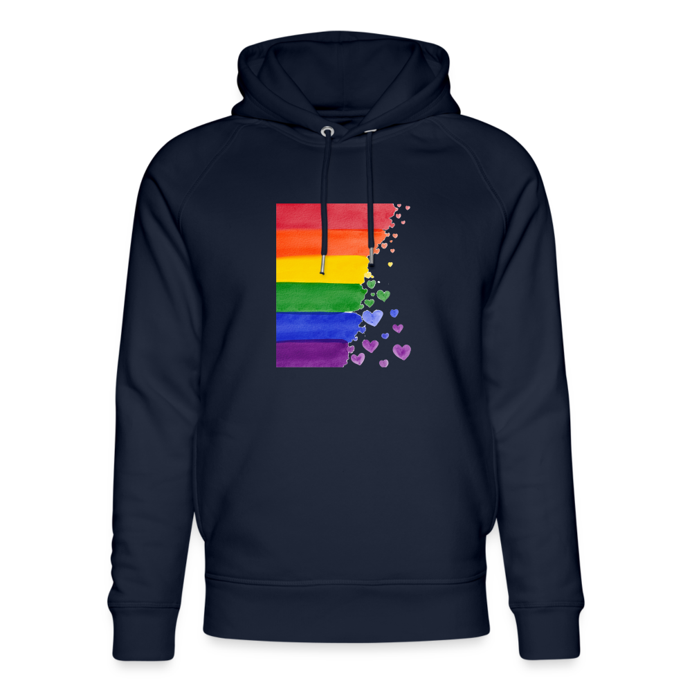 Unisex Bio-Hoodie von Stanley & Stella - LGBT Streifen - Navy