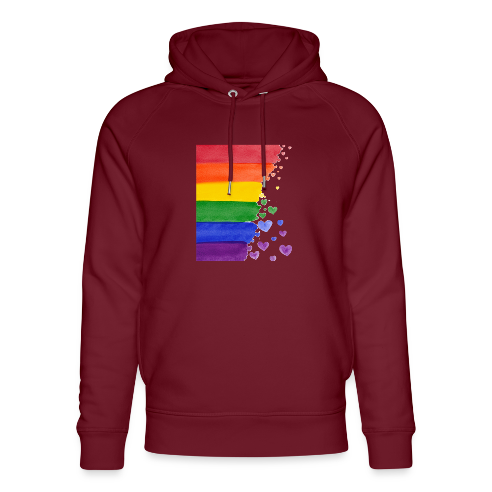 Unisex Bio-Hoodie von Stanley & Stella - LGBT Streifen - Burgunderrot