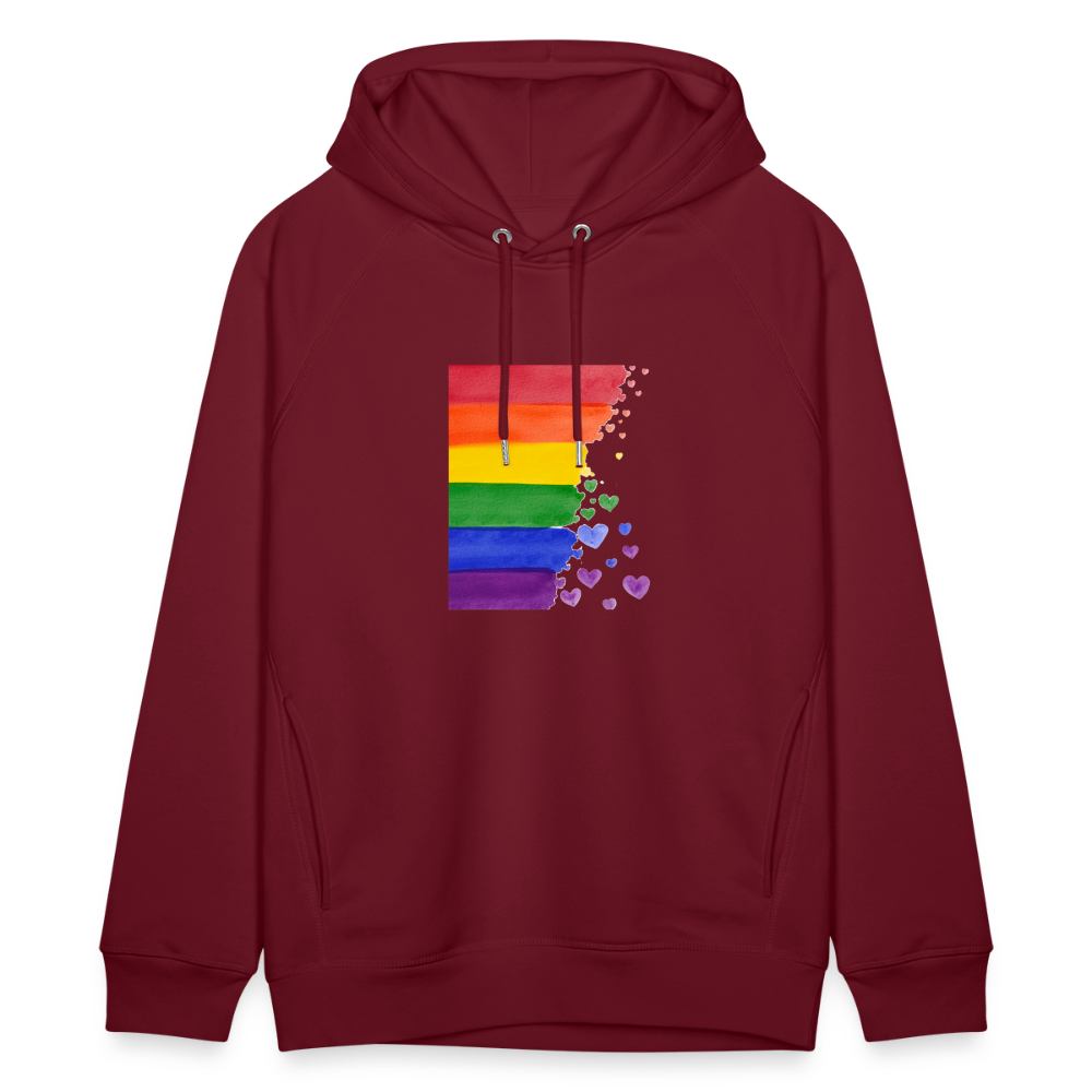 Unisex Bio-Hoodie von Stanley & Stella - LGBT Streifen - Burgunderrot