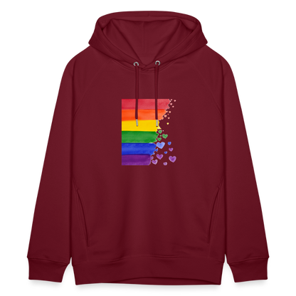 Unisex Bio-Hoodie von Stanley & Stella - LGBT Streifen - Burgunderrot