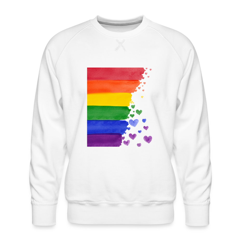 Männer Premium Pullover - LGBT Streifen - weiß