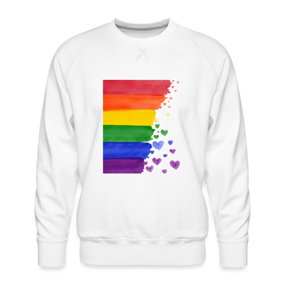 Männer Premium Pullover - LGBT Streifen - weiß