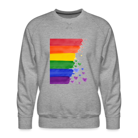 Männer Premium Pullover - LGBT Streifen - Grau meliert