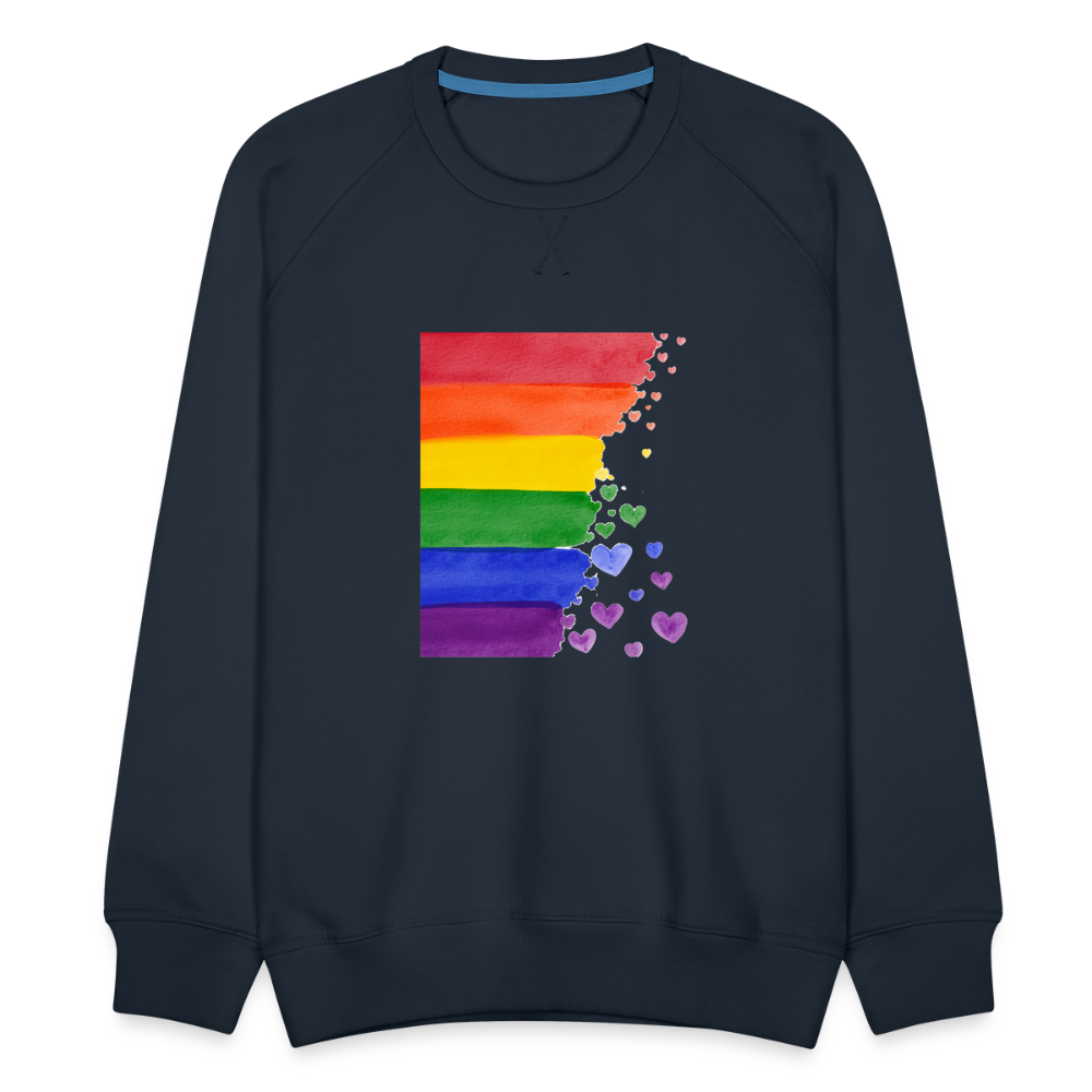 Männer Premium Pullover - LGBT Streifen - Navy