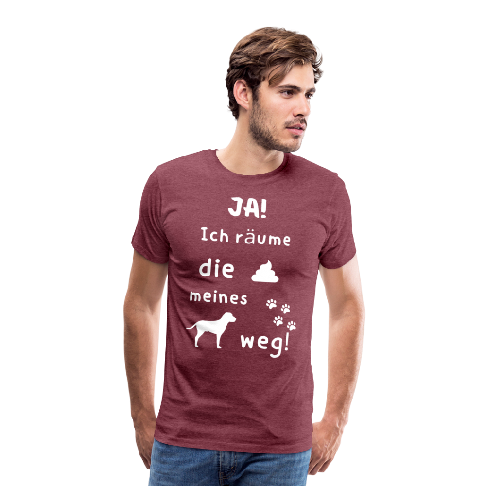 Männer Premium T-Shirt - Hund Spruch - Bordeauxrot meliert