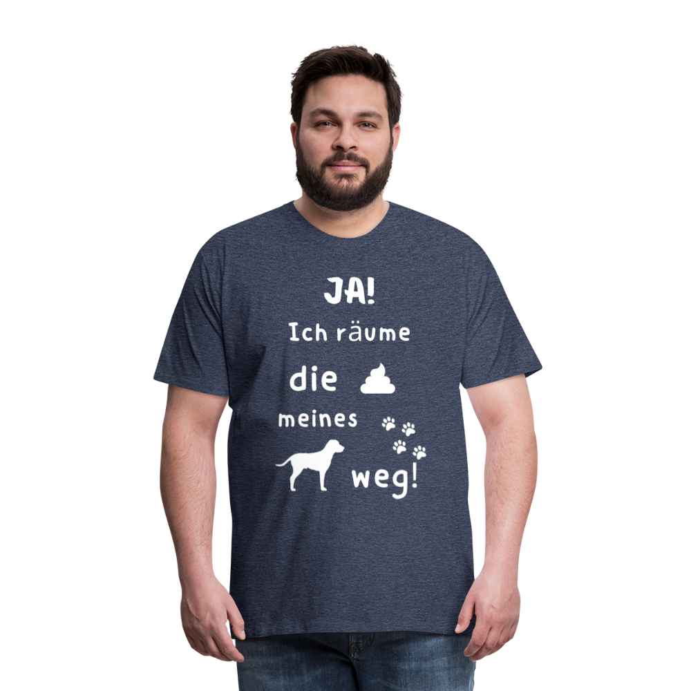 Männer Premium T-Shirt - Hund Spruch - Blau meliert