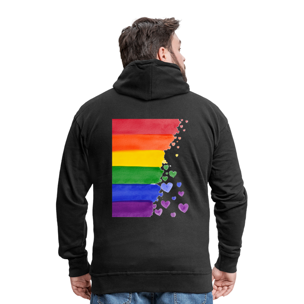 Männer Premium Kapuzenjacke - LGBT Streifen - Schwarz