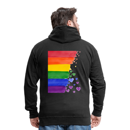 Männer Premium Kapuzenjacke - LGBT Streifen - Schwarz