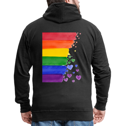 Männer Premium Kapuzenjacke - LGBT Streifen - Schwarz