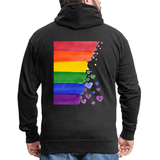 Männer Premium Kapuzenjacke - LGBT Streifen - Schwarz