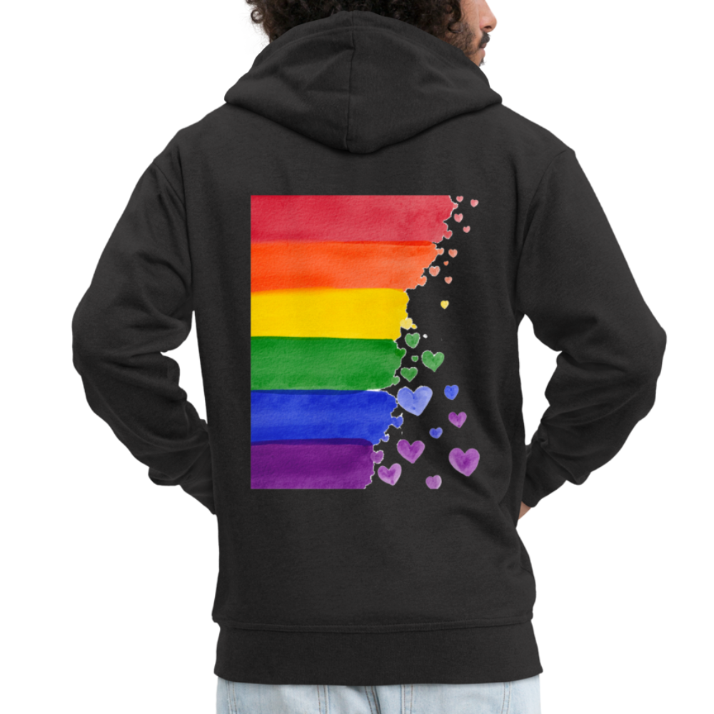 Männer Premium Kapuzenjacke - LGBT Streifen - Schwarz