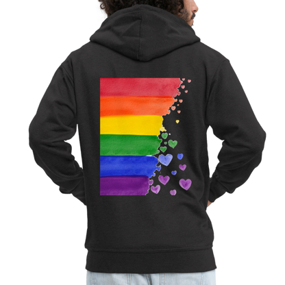 Männer Premium Kapuzenjacke - LGBT Streifen - Schwarz