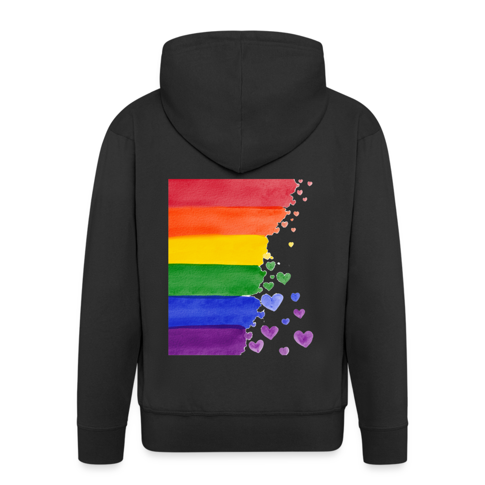 Männer Premium Kapuzenjacke - LGBT Streifen - Schwarz