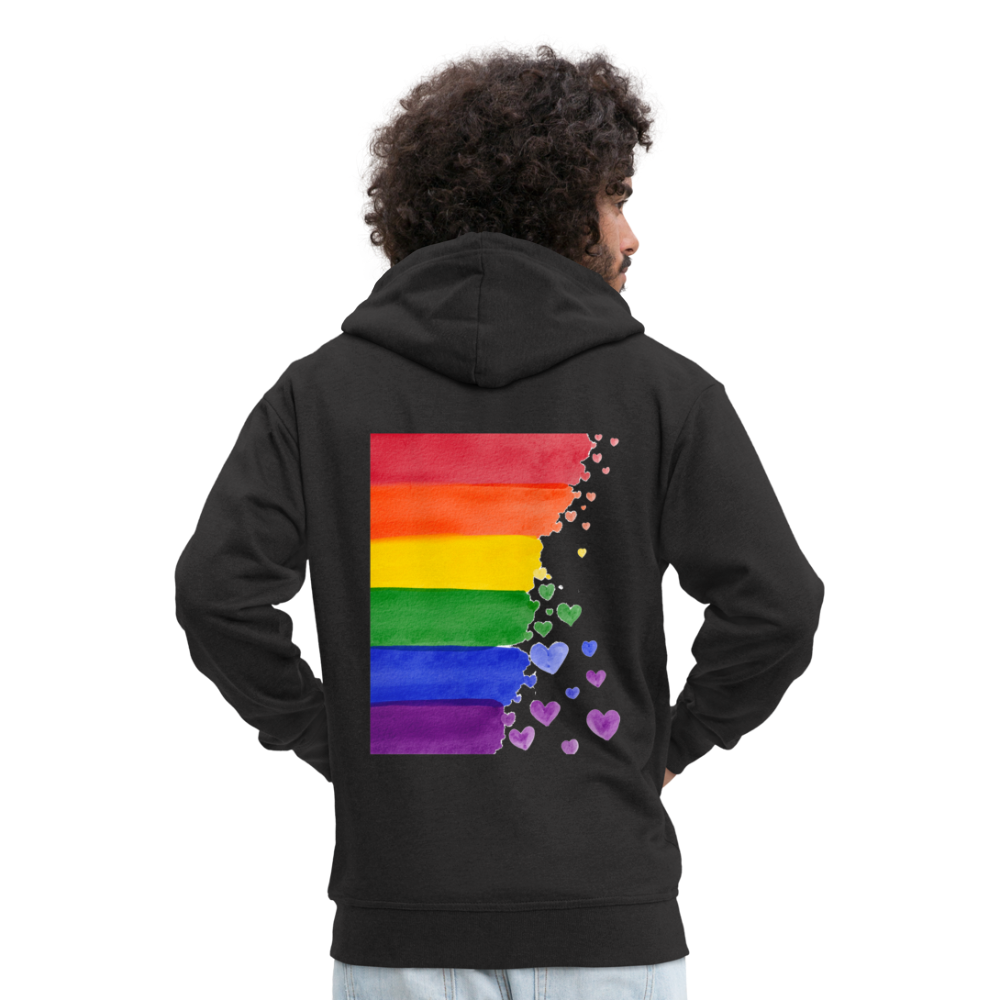 Männer Premium Kapuzenjacke - LGBT Streifen - Schwarz