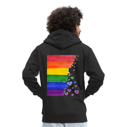 Männer Premium Kapuzenjacke - LGBT Streifen - Schwarz