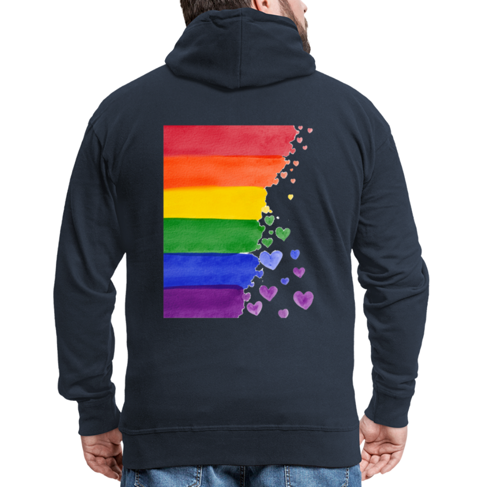 Männer Premium Kapuzenjacke - LGBT Streifen - Navy