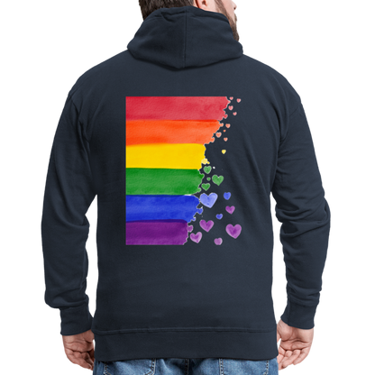 Männer Premium Kapuzenjacke - LGBT Streifen - Navy