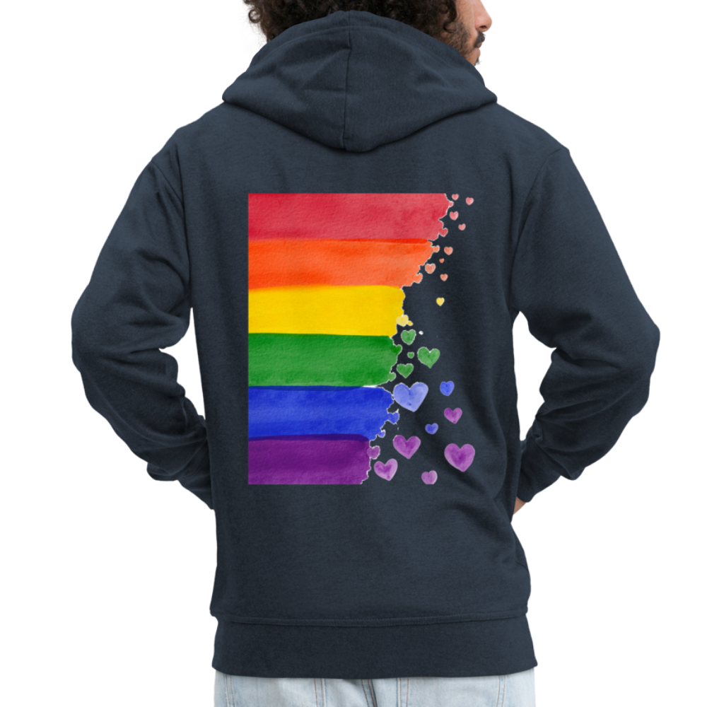 Männer Premium Kapuzenjacke - LGBT Streifen - Navy