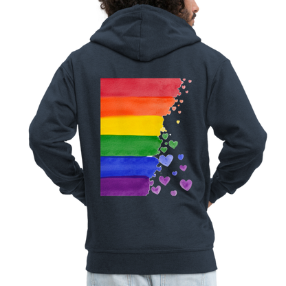 Männer Premium Kapuzenjacke - LGBT Streifen - Navy