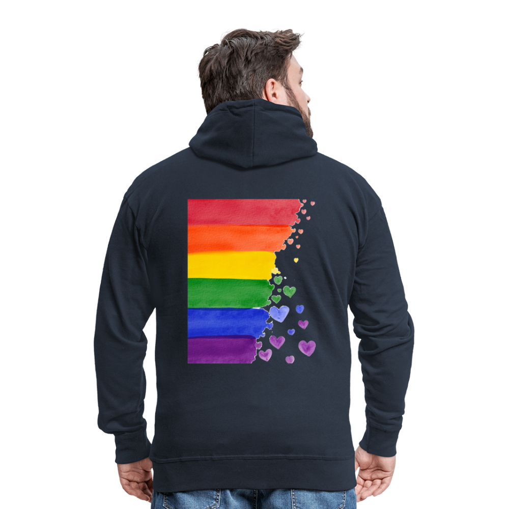 Männer Premium Kapuzenjacke - LGBT Streifen - Navy