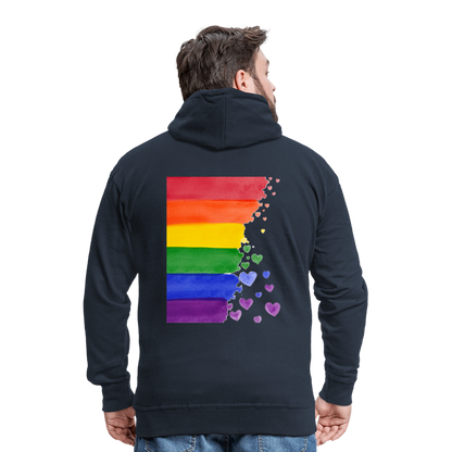 Männer Premium Kapuzenjacke - LGBT Streifen - Navy