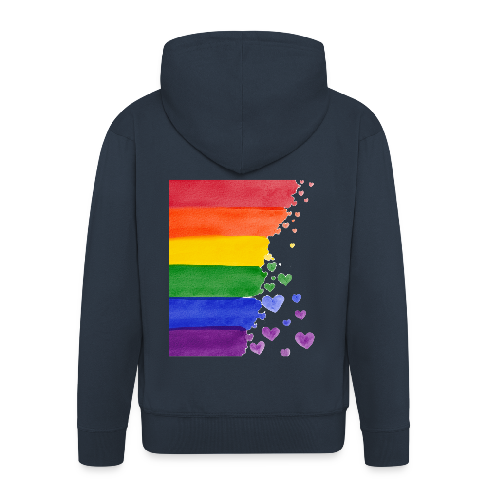 Männer Premium Kapuzenjacke - LGBT Streifen - Navy