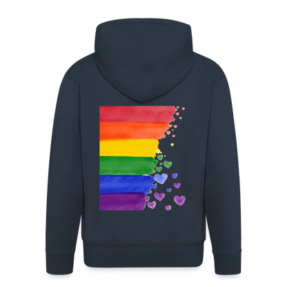 Männer Premium Kapuzenjacke - LGBT Streifen - Navy